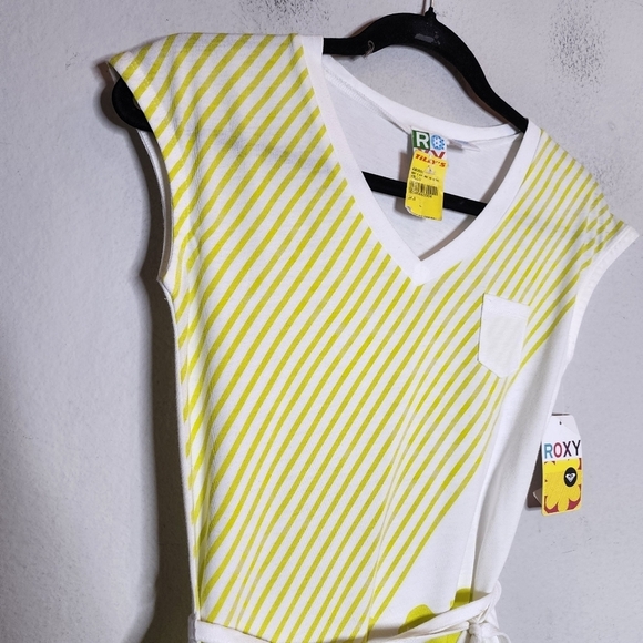 NWT Roxy Girls floral stripe lemon lime dress - Picture 5 of 16